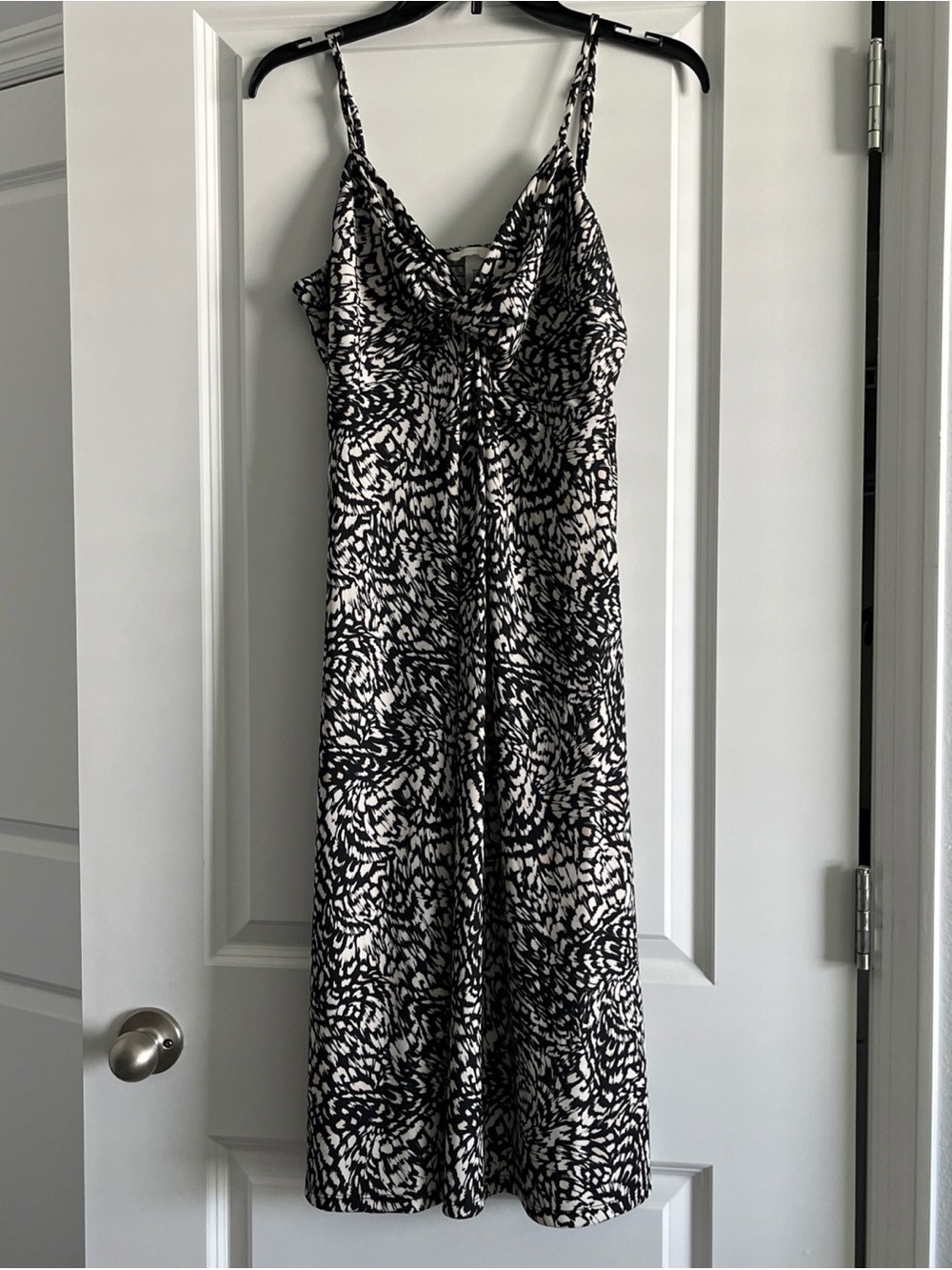 H&M Spaghetti Strap Black & White Print MIDI Dress Size M